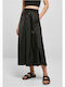 Urban Classics Satin High Waist Midi Skirt in Black color