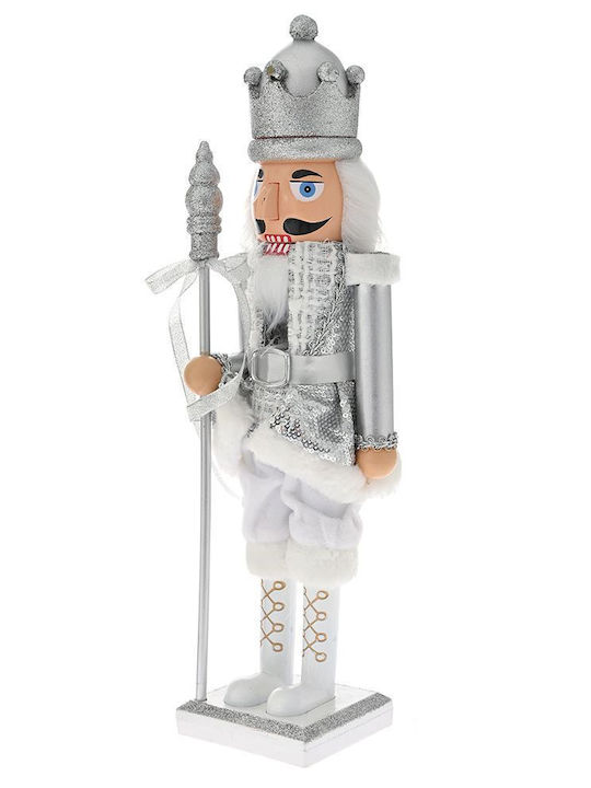 Iliadis Weihnachts-Nussknacker Silber Höhe 38cm.
