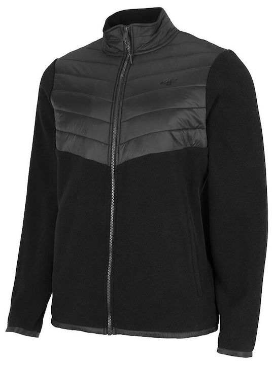 4F Jachetă Fleece pentru Bărbați cu Fermoar Neagră