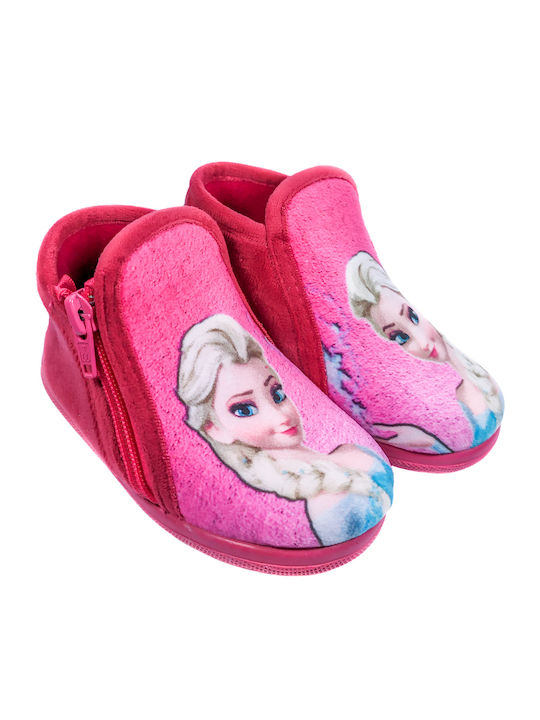 Meridian Shoes Ανατομικές Παιδικές Παντόφλες Μποτάκια Ροζ Frozen