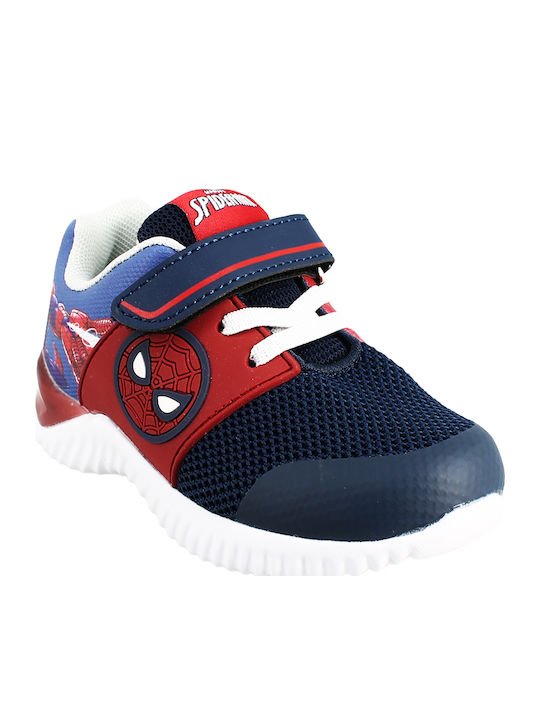 Spiderman Kids Sneakers with Hoop & Loop Closure and Lights Blue