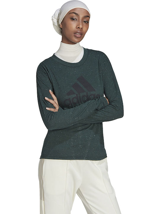 Women's Blouse Cotton Long Sleeve Shadow Green Mel