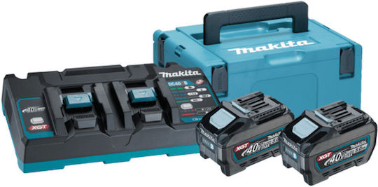 Makita Set 2 Werkzeugbatterien Lithium 40V Kapazität 5Ah mit Ladegerät XGT