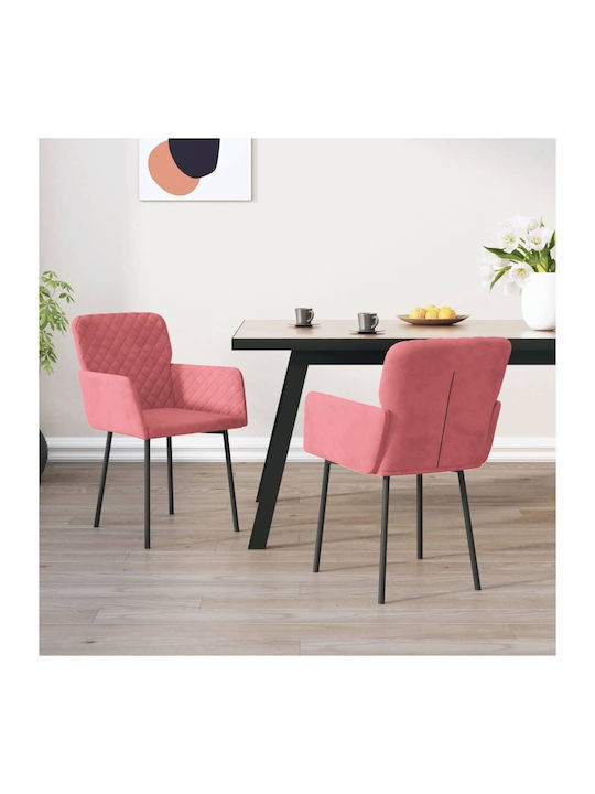 Dining Room Velvet Armchair Pink 51.5x61x78.5cm...
