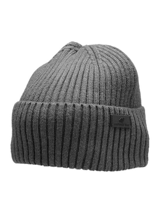 Beanie Ανδρικός Σκούφος με Rib Πλέξη σε Γκρι χρώμα