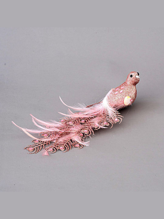 Eurolamp Weihnachtliche Kunststoff Figur Kleiner Vogel Rosa Länge 47cm