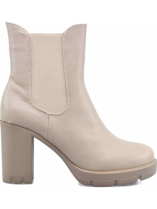 Exe Women's Ankle Boots with High Heel Beige