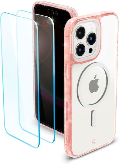 Spigen Cyrill Shine MagSafe Back Cover Silicon 0.2mm Set cu Geam Glitter Rose (iPhone 14 Pro)