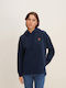 Lang Damen Sweatshirt Kapuzen Marineblau