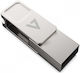 V7 VF364GTC 64GB USB 3.2 Stick mit Verbindung USB-A & USB-C Silber