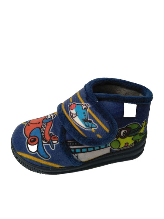 Meridian Shoes Anatomic Kids Slipper Ankle Boot Navy Blue