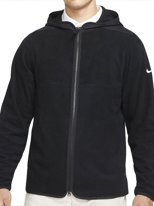 Thermafit Fleece Ανδρική Ζακέτα με Κουκούλα Μαύρη