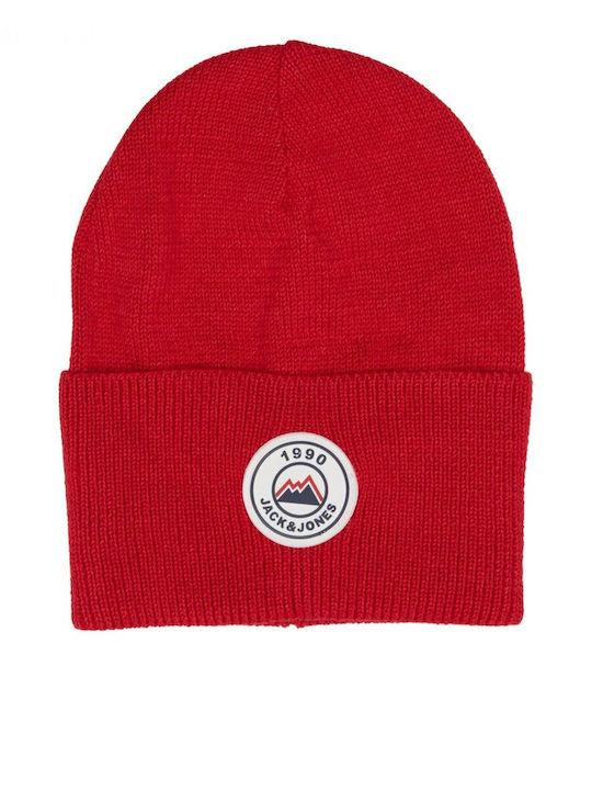 Beanie Ανδρικός Σκούφος με Rib Πλέξη σε Κόκκινο χρώμα