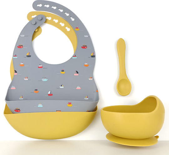 Baby Cloud Feeding Set Boats made of Silicone with Non-Slip Base Gray 4pcs for 6+ months