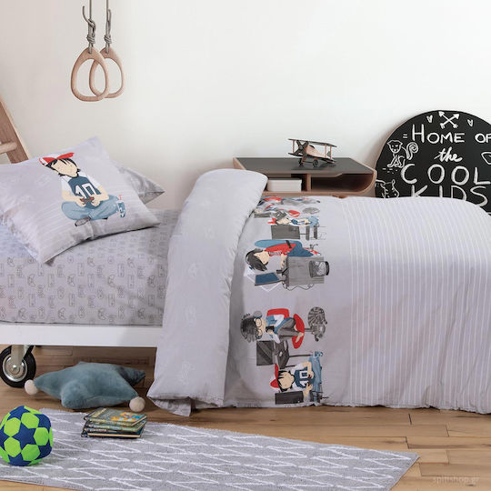 Nef-Nef Homeware Παιδικό Πάπλωμα Μονό Busy Day Γκρι 160x220εκ.