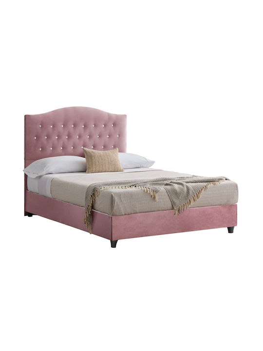 Malena Κρεβάτι Ημίδιπλο Επενδυμένο με Ύφασμα Σάπιο Μήλο με Τάβλες για Στρώμα 120x200cm