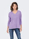 Only Women's Blouse Long Sleeve with V Neck Purple Rose