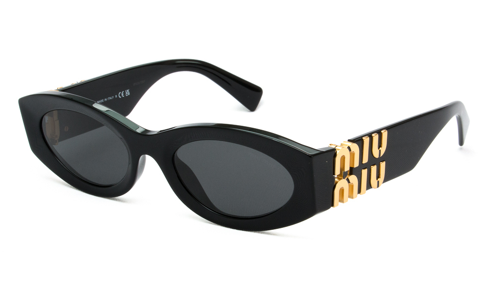 Miu Miu Women's Sunglasses with Black Plastic Frame and Gray Lens