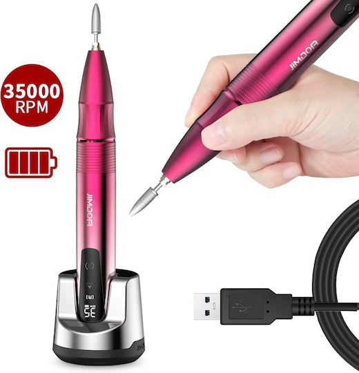JMD-109P Nagelfräser Batterie 15W Rosa mit 35000 Umdrehungen pro Minute