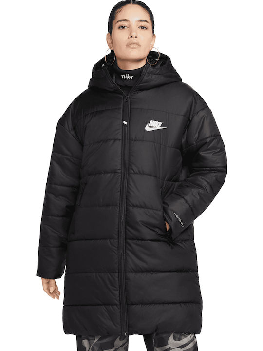 Nike Sportswear Lang Damen Puffer Jacke für Winter Schwarz DX1798