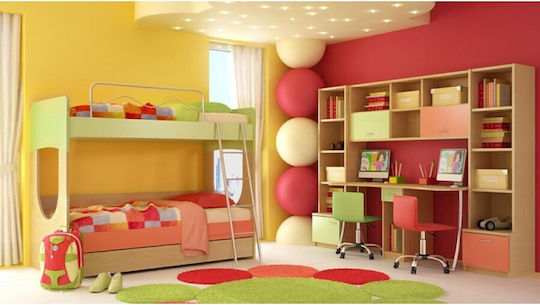 Kids Bedroom Set Hydra Beige Oak 5pcs with Bed for Mattress 90x190cm