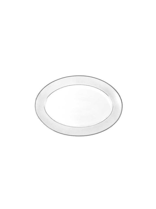 Oriana Ferelli Oval Porcelain Serving Platter Classic Stripes White 25cm