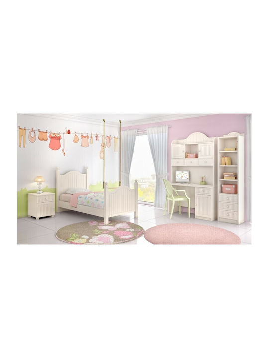 Σετ Παιδικού Δωματίου Klassisch Weiß 3Stück mit Bett für Matratze 90x190cm