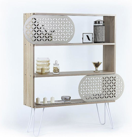 Bibliotecă Illia Stejar/Alb 94x25x117 cm