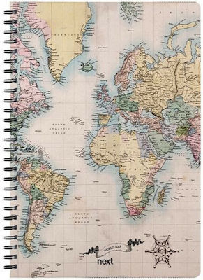 Next Spiral Notebooks Ruled A4 105 Sheets 3 Subjects Trends World Map II Multicolour 3pcs