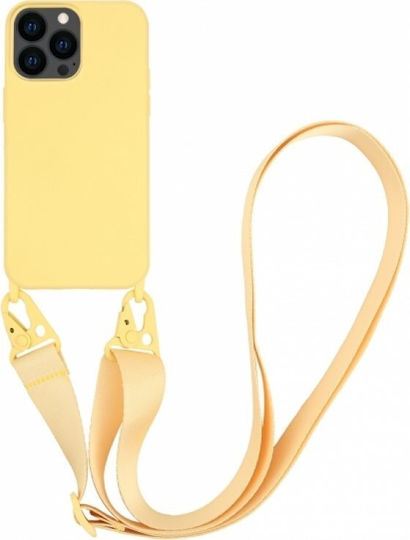 Vivanco Necklace Back Cover Silicon cu Curea Galben (iPhone 13 Pro)