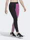 Essentials 3-Stripes Colorblock Women's Long Training Legging High Waisted Black / Semi Pulse Lilac