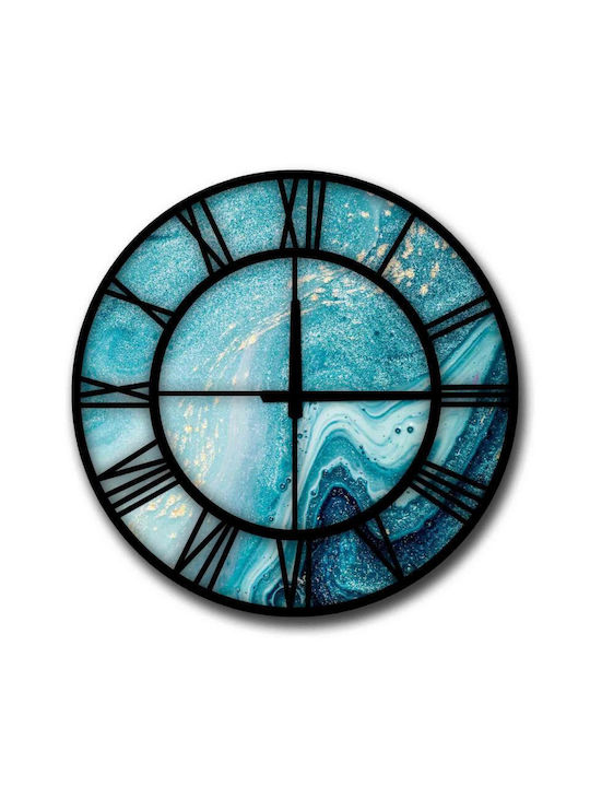 Klikareto Ρολόι Τοίχου Ξύλινο Μπλε 50cm