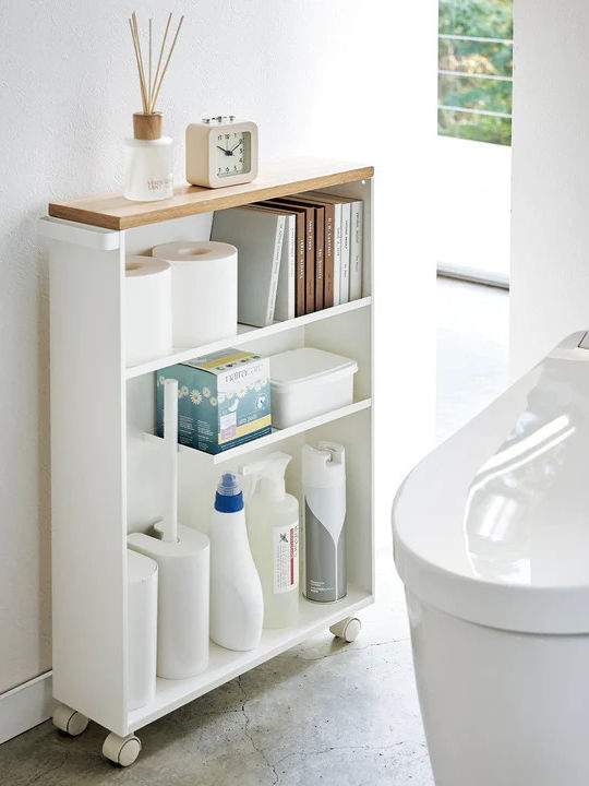 Yamazaki Floor Bathroom Shelf Metallic with 3 Shelves 47.5x13x68cm