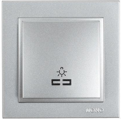 Eurolamp Μπουτόν Κλιμακοστασίου με Πλαίσιο σε Ασημί Χρώμα 152-10410