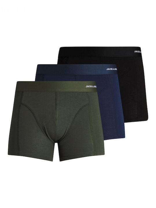 Jack & Jones Men's Boxers Forest Night/Black/Navy blazer 3Pack