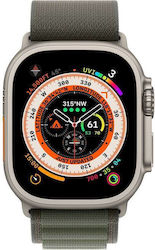 Apple Watch Ultra Titanium 49mm Αδιάβροχο με eSIM και Παλμογράφο (Green Alpine Loop Medium)