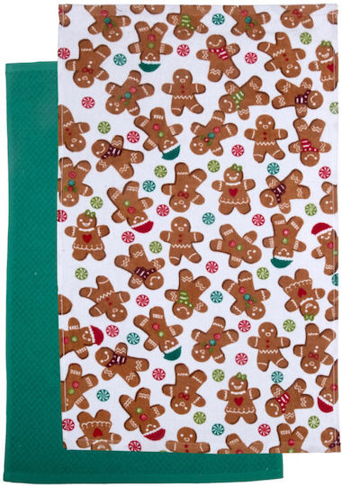 Viopros Set Christmas Towels Fabric Multicolored L60xW40cm. 2pcs