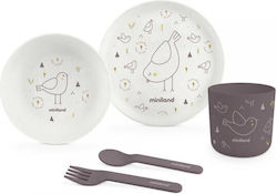 Miniland Feeding Set Chick made of Melamine White 5pcs