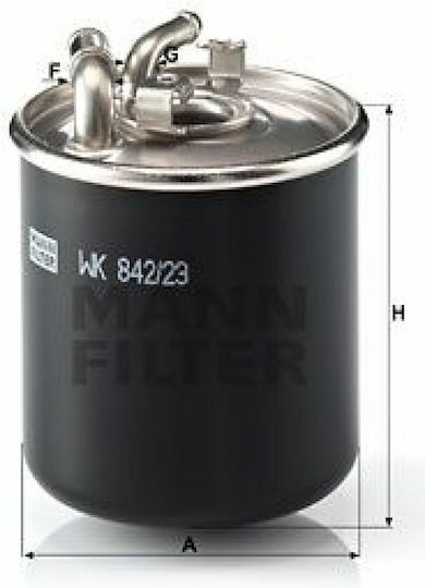 Mann Filter Kraftstofffilter für Autos für Mercedes-Benz A-Klasse W169 / B-Klasse W245 / Sprinter / Vito / Viano Mercedes-Benz Sprinter / Vito WK842/23X