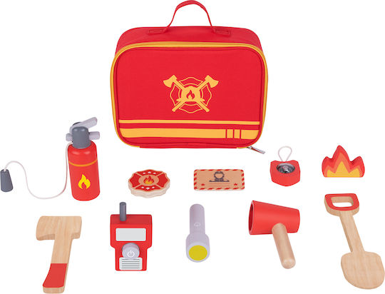 Tooky Toys Βαλιτσάκι Πυροσβέστη από Ξύλο για 3+ Ετών 22 εκ. 11τμχ