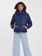 Kurz Damen Puffer Jacke für Winter Marineblau