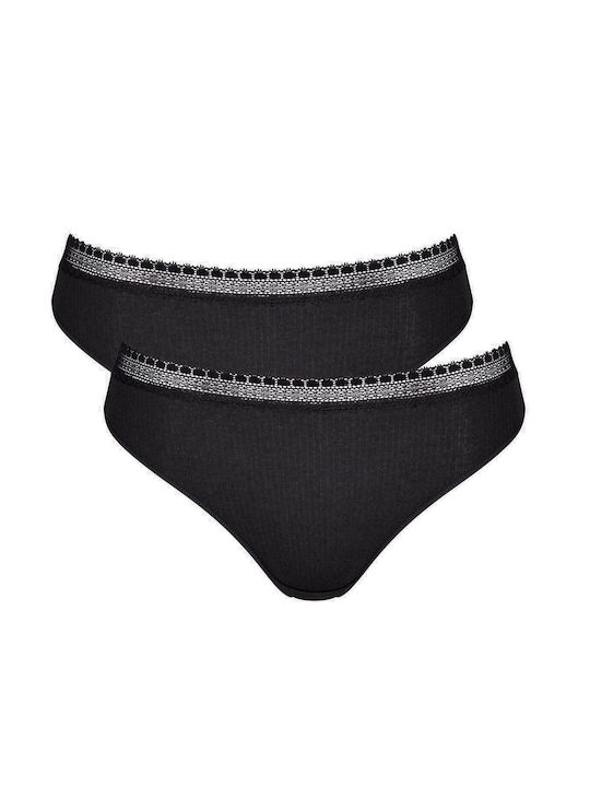 Sloggi Damen Slip 2Pack mit Spitze Schwarz