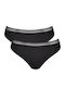 Go Ribbed H Tai Βαμβακερά Women's Slip 2Pack with Lace Black