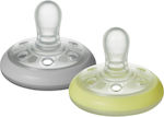 Tommee Tippee Биберони Силикон Closer To Nature Green / Grey Нощ за 0-6 месеци 2бр