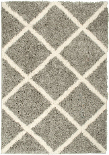 Koulis Carpets 3662A Set Modern Schlafzimmer-Teppichsets Synthetisch,Polyester/Cotton/Leather Aufgeblasen Gray 86-03-0000 3Stück