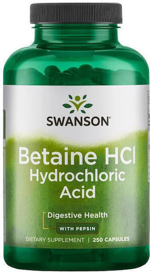 Swanson Betaine HCL Hydrochloric Acid Special Food Supplement 250 Vegetable Capsules