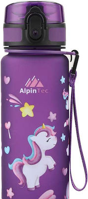 AlpinPro Πλαστικό Παγούρι Unicorn σε Μωβ χρώμα 500ml