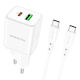 Borofone Charger with USB-A Port and USB-C Port and Cable USB-C - USB-C 20W Power Delivery Whites (BN7)