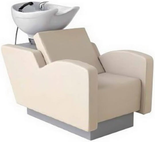 Agv Group Rocket Hair Salon Sink Stationary with White Chair made of Synthetic Skin M130xP64xH98cm