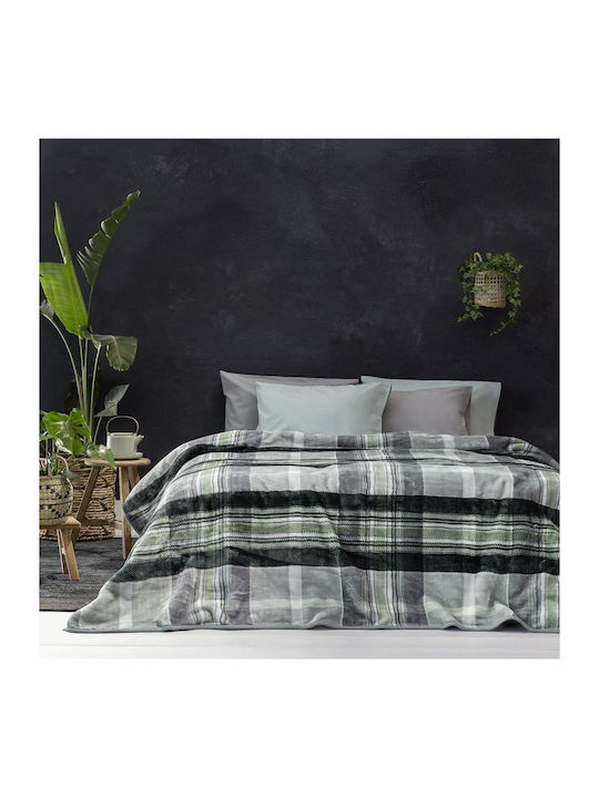 Nima Canny Velvet Blanket Single 160x220cm Green / Grey